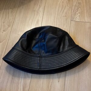 Elegant Black Leather Bucket Hat